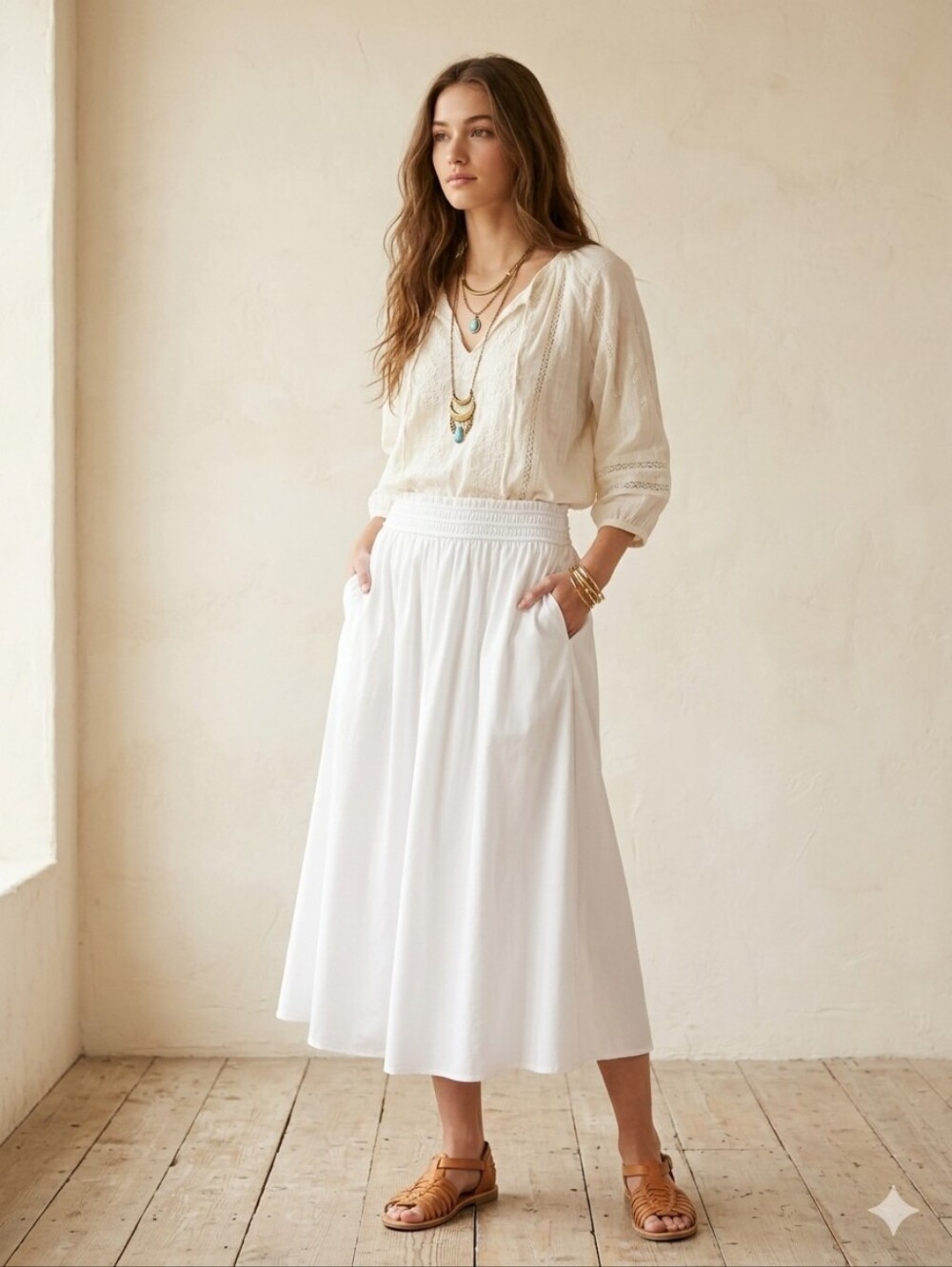 Philosophy Republic Clothing NWT Popplin Smocked Skirt With Pockets Sz S - Picture 5 of 6